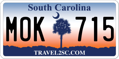 SC license plate MOK715