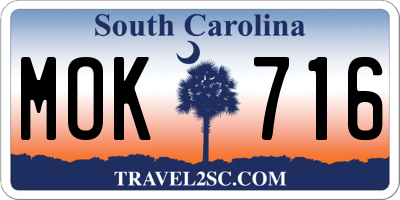 SC license plate MOK716