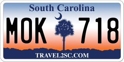 SC license plate MOK718