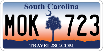 SC license plate MOK723