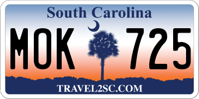 SC license plate MOK725
