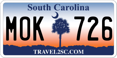 SC license plate MOK726