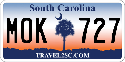 SC license plate MOK727
