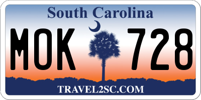 SC license plate MOK728