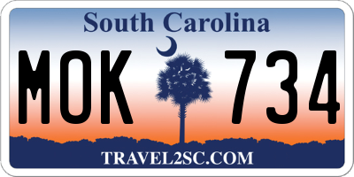 SC license plate MOK734