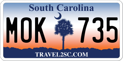SC license plate MOK735