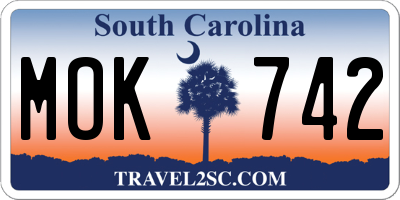 SC license plate MOK742