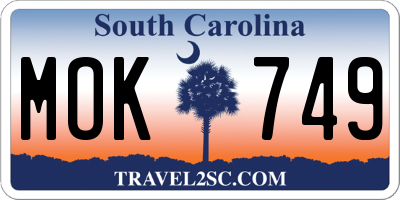SC license plate MOK749