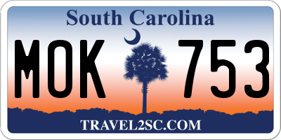 SC license plate MOK753