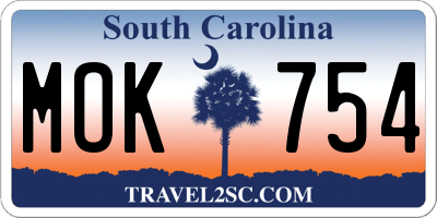 SC license plate MOK754