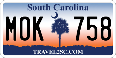 SC license plate MOK758