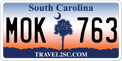 SC license plate MOK763