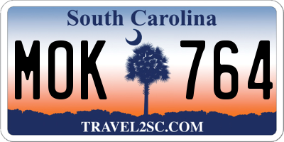 SC license plate MOK764