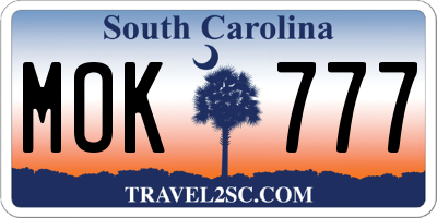SC license plate MOK777