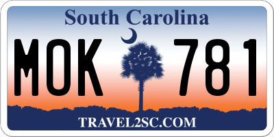 SC license plate MOK781