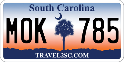 SC license plate MOK785