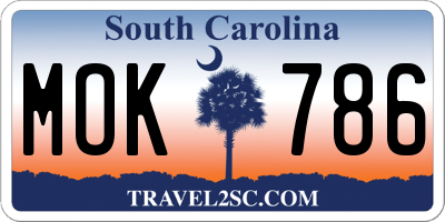 SC license plate MOK786