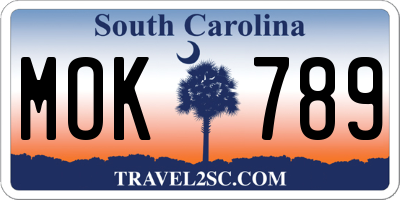 SC license plate MOK789