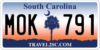 SC license plate MOK791