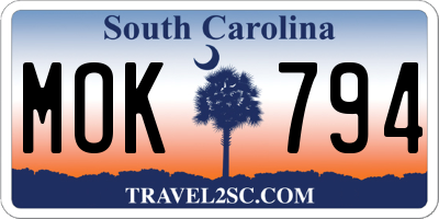 SC license plate MOK794