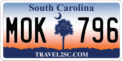 SC license plate MOK796