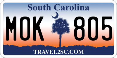 SC license plate MOK805