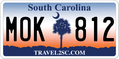 SC license plate MOK812