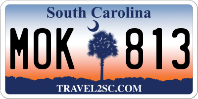 SC license plate MOK813