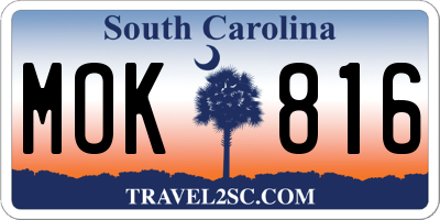 SC license plate MOK816