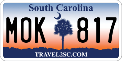 SC license plate MOK817