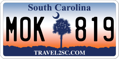 SC license plate MOK819