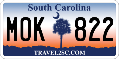 SC license plate MOK822