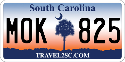 SC license plate MOK825