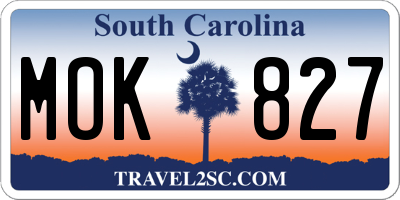 SC license plate MOK827