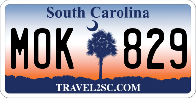 SC license plate MOK829