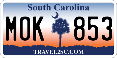 SC license plate MOK853