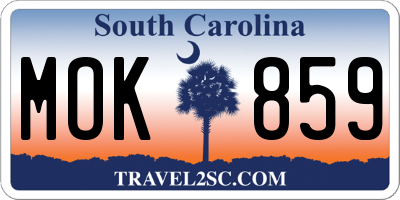 SC license plate MOK859