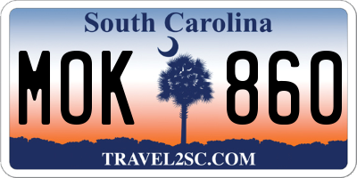 SC license plate MOK860