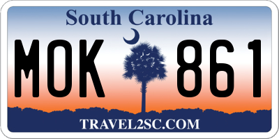 SC license plate MOK861