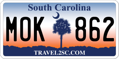 SC license plate MOK862