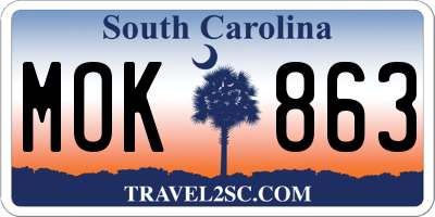 SC license plate MOK863