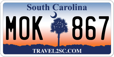 SC license plate MOK867