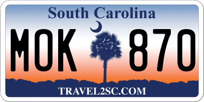 SC license plate MOK870