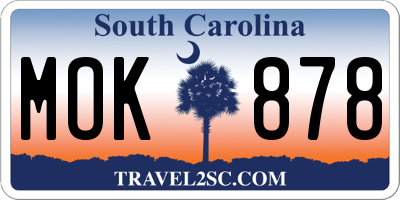 SC license plate MOK878