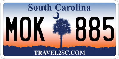 SC license plate MOK885