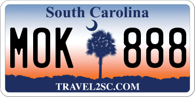 SC license plate MOK888