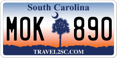SC license plate MOK890