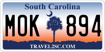 SC license plate MOK894