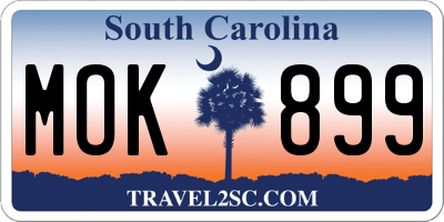 SC license plate MOK899