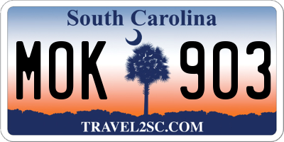 SC license plate MOK903